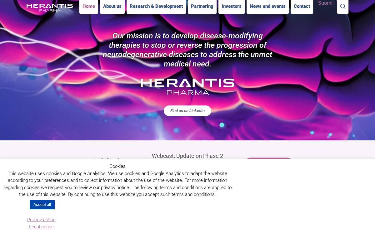 Herantis Pharma website preview