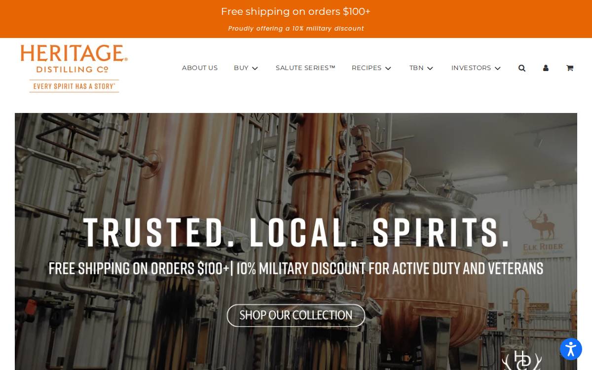 Heritage Distilling website preview