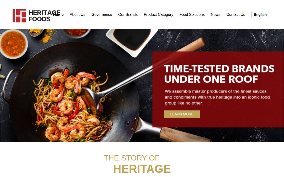 Heritage Foods website preview