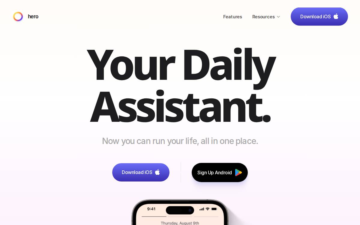 Hero website preview