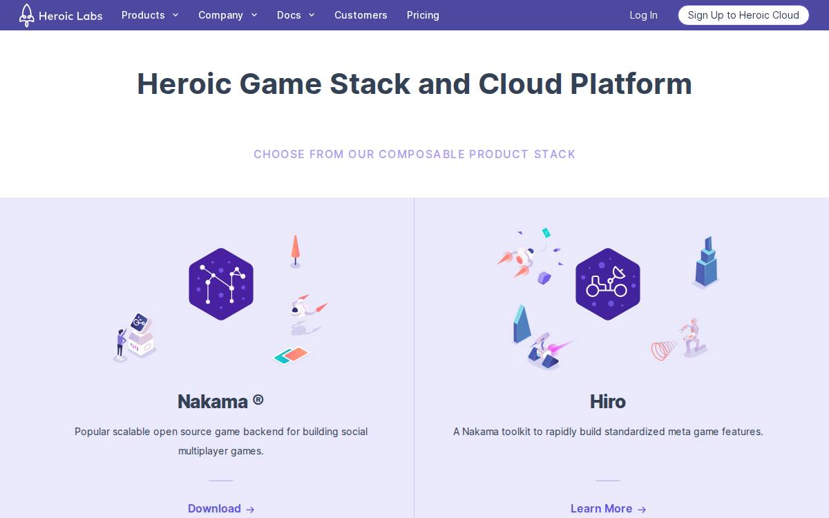 Heroic Labs website preview
