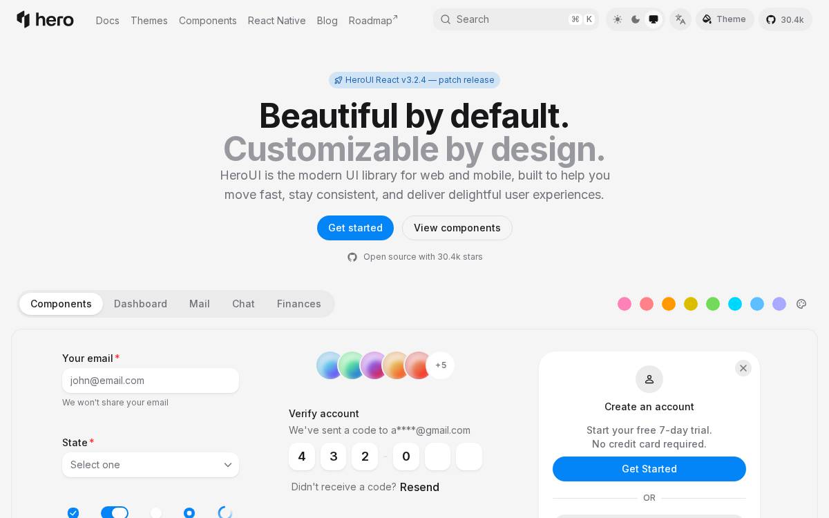 HeroUI website preview