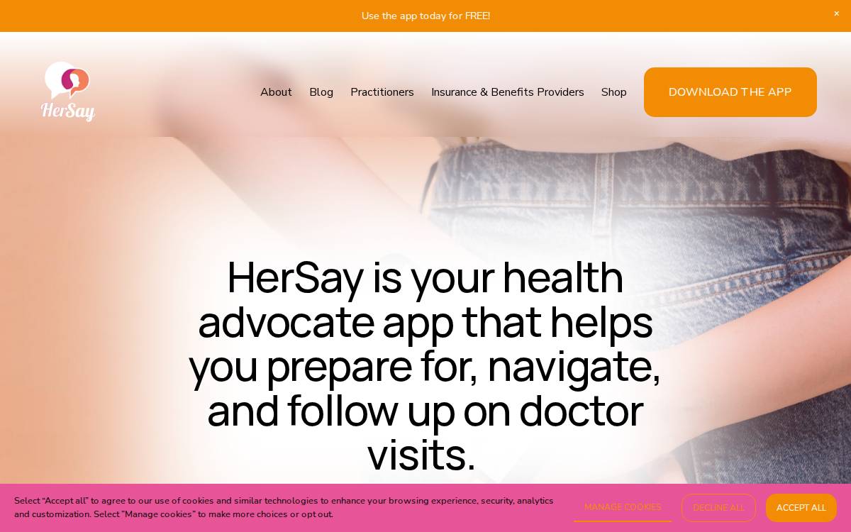 HerSay Website website preview