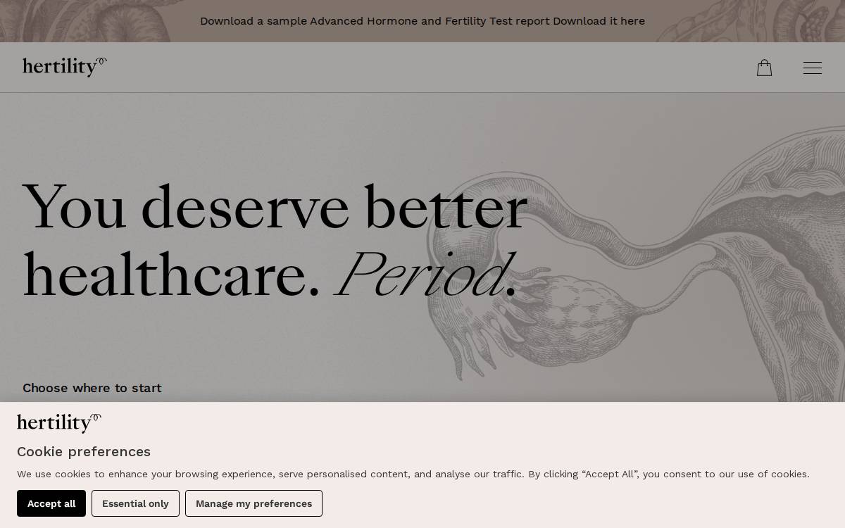 Hertility Health website preview