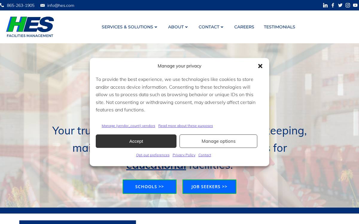 HES Facilities Management website preview