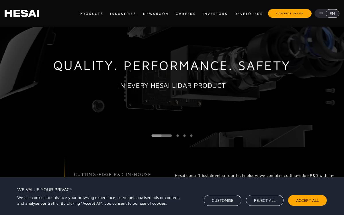 Hesai Technology website preview