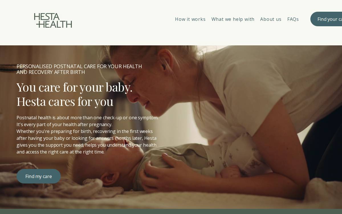 Hesta Health website preview