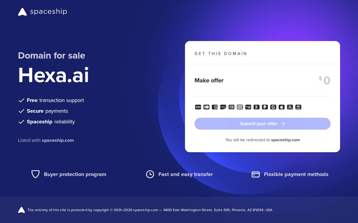 Hexa website preview
