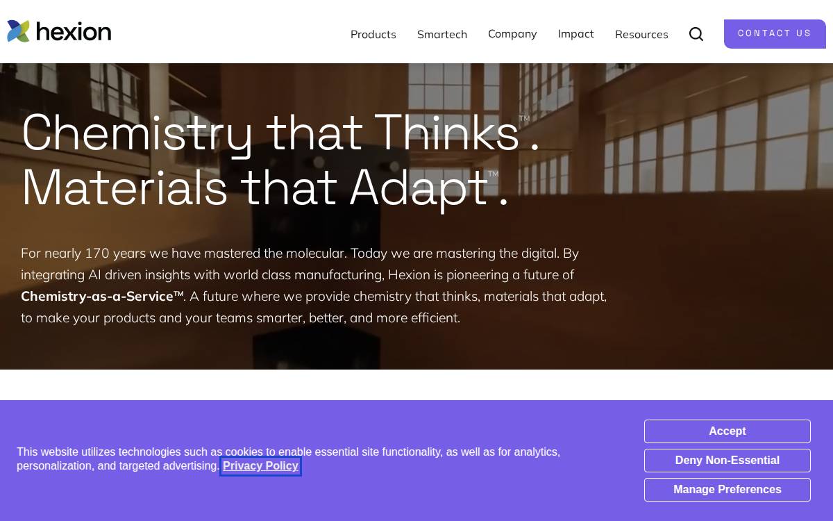 Hexion website preview