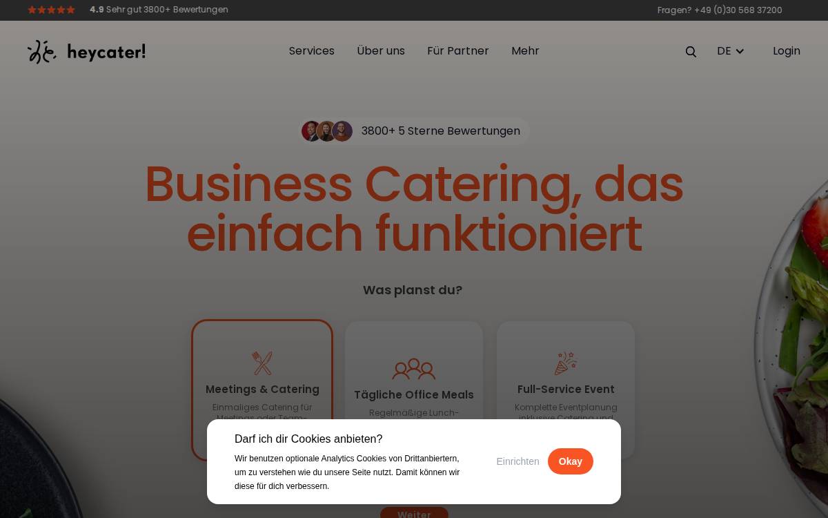 HeyCater website preview