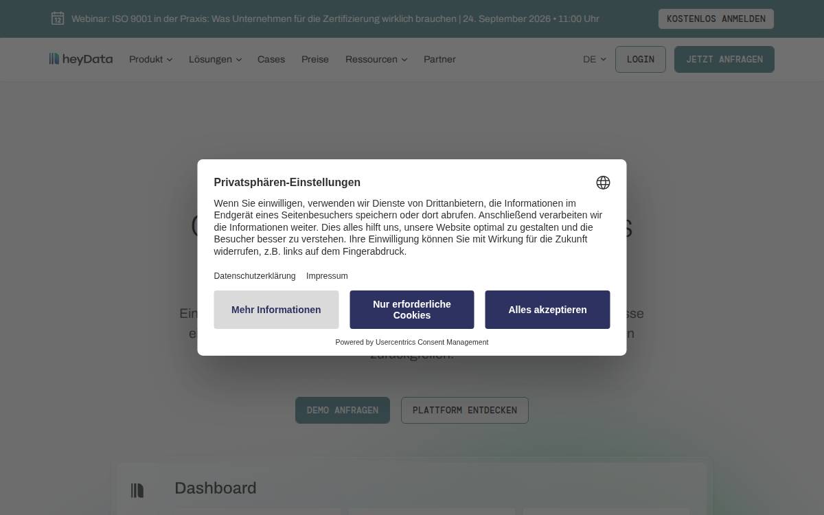 heyData website preview