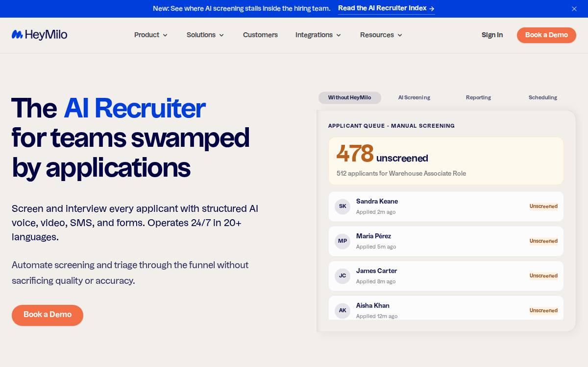 HeyMilo website preview