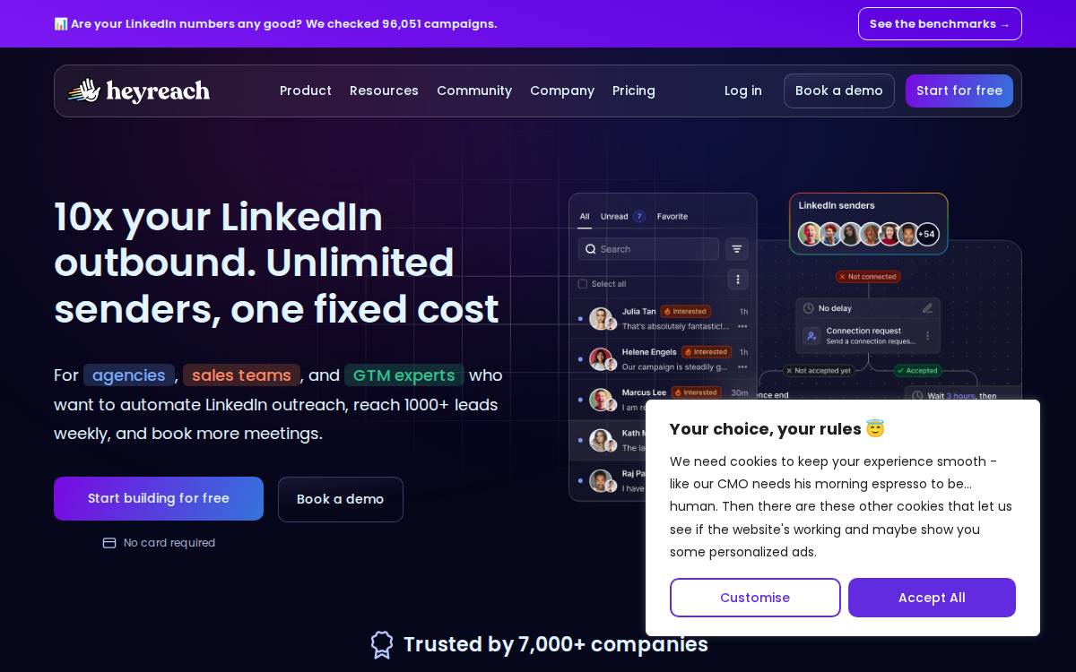 HeyReach website preview