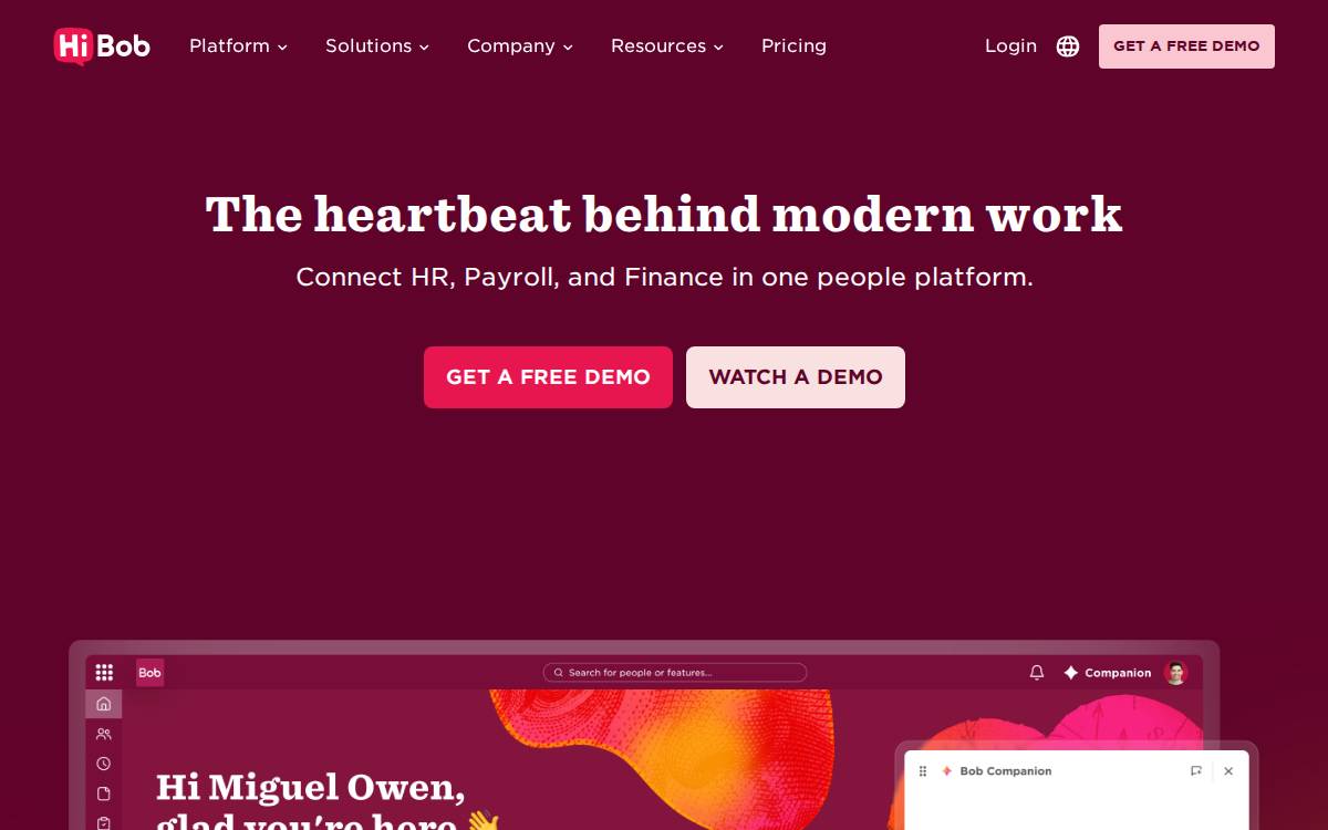 Hibob dba bob website preview