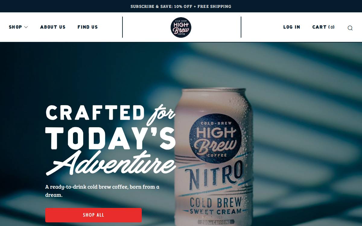 High Brew Coffee website preview