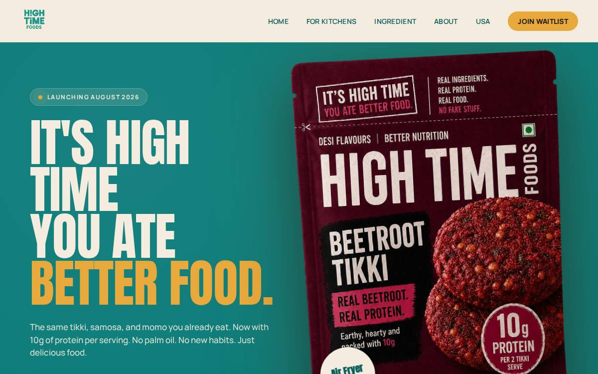High Time Foods website preview