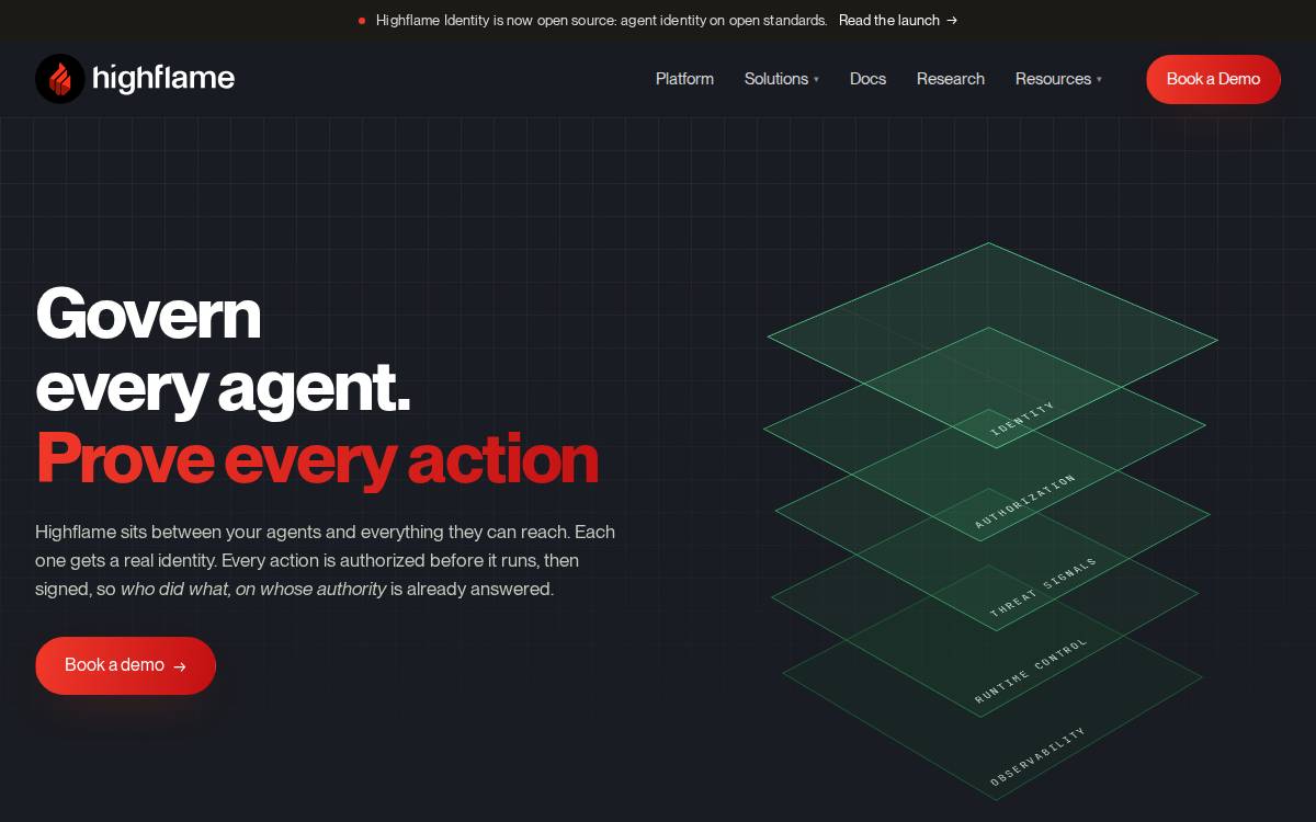 Highflame website preview