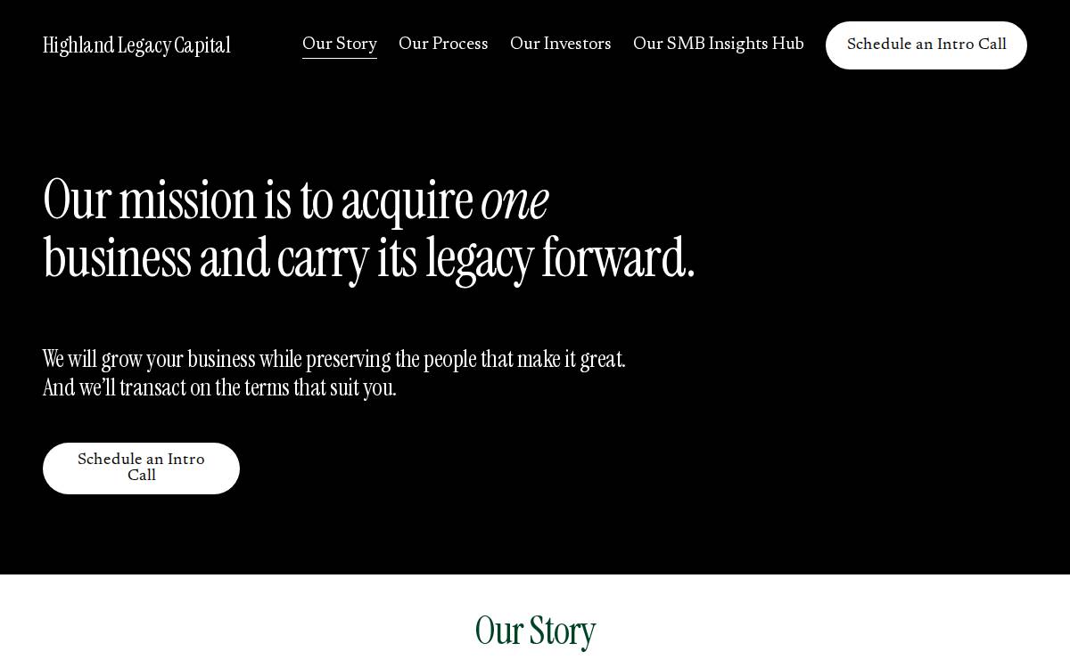 Highland Legacy Capital website preview