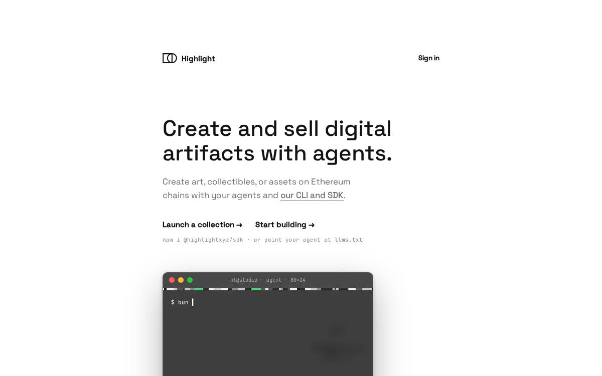 Highlight website preview