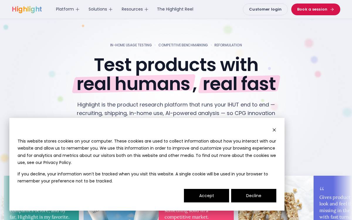 Highlight website preview