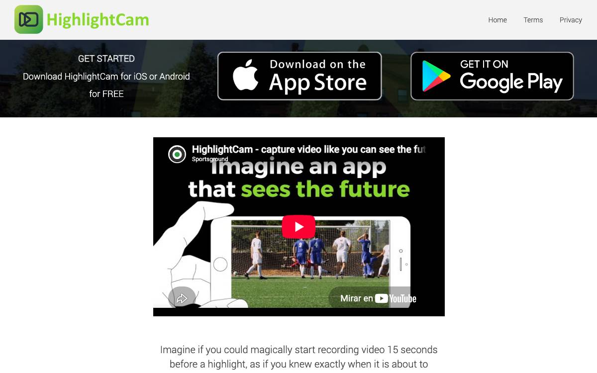 HighlightCam website preview