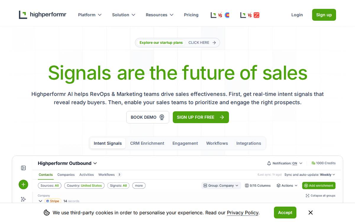 Highperformr AI website preview