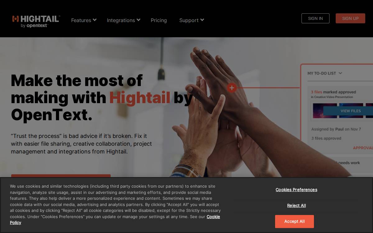 Hightail website preview