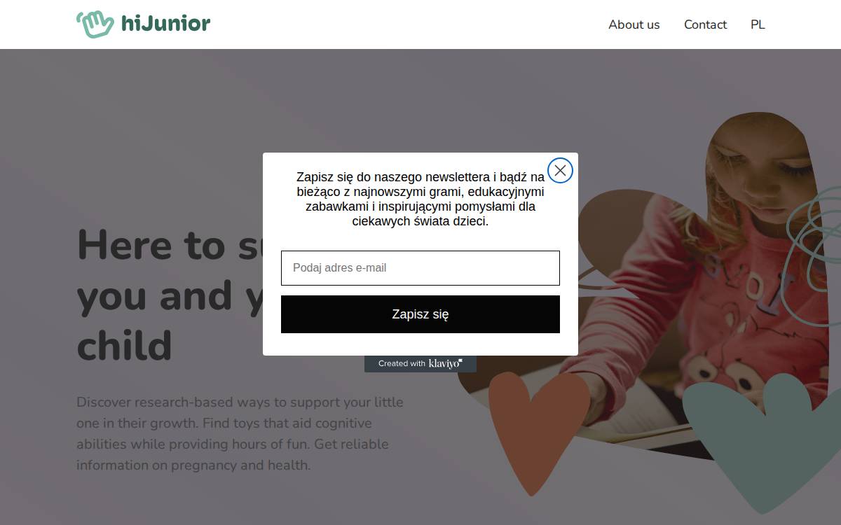 Hijunior website preview