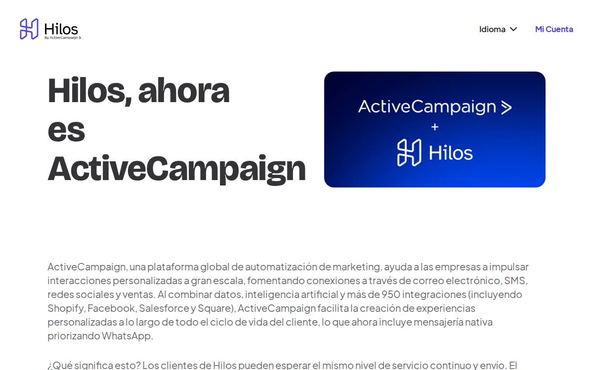 Hilos website preview