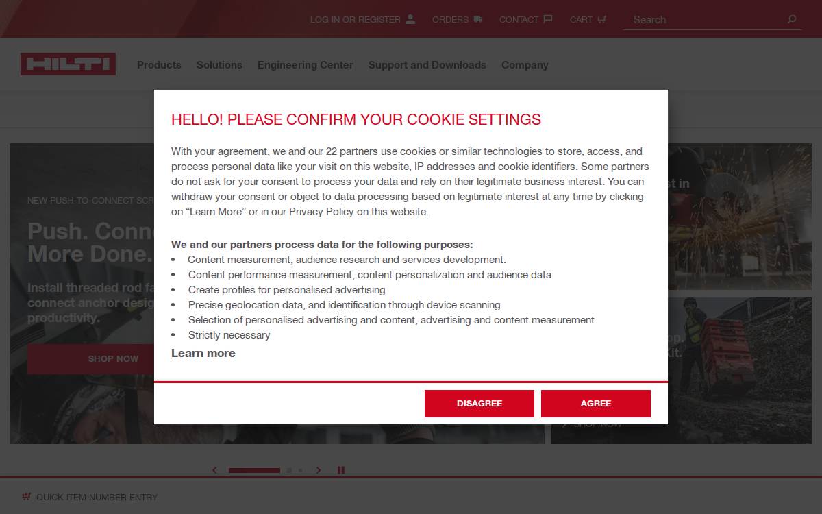 Hilti website preview