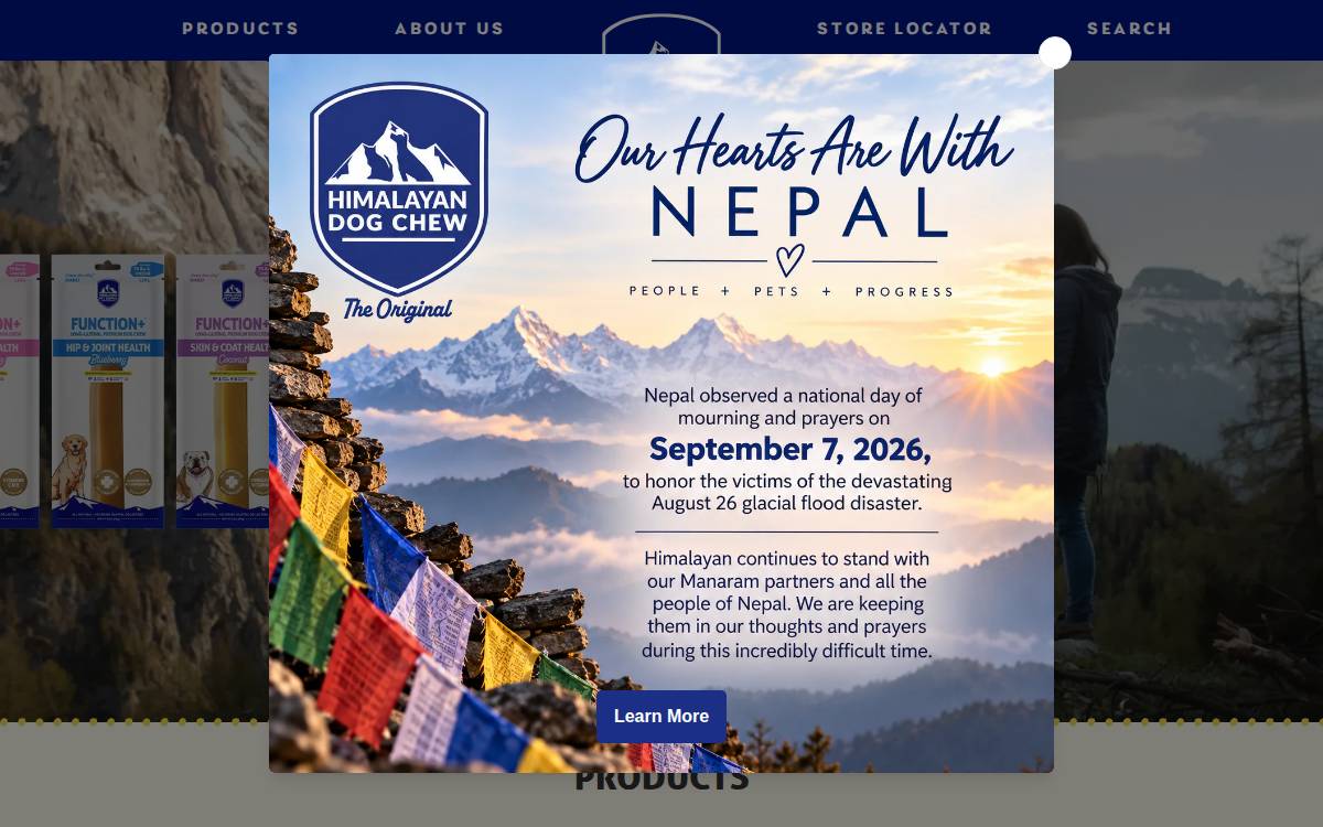 Himalayan Pet Supply website preview