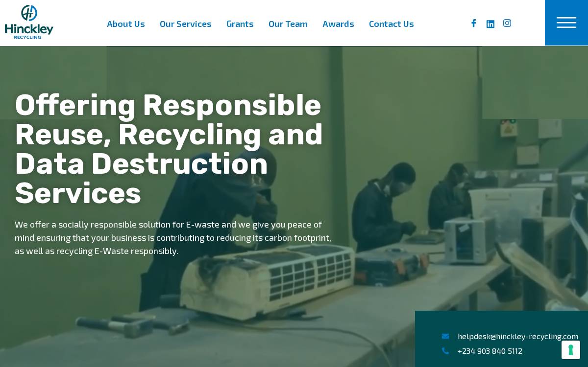 Hinckley Recycling website preview
