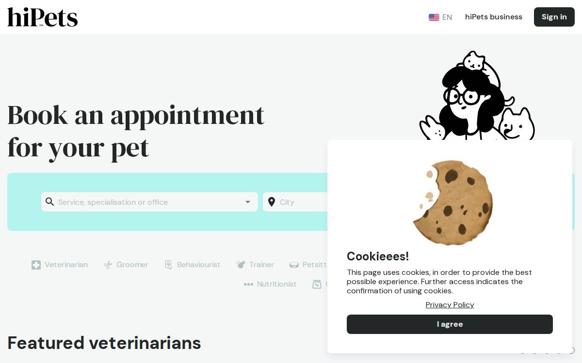 Hipets website preview