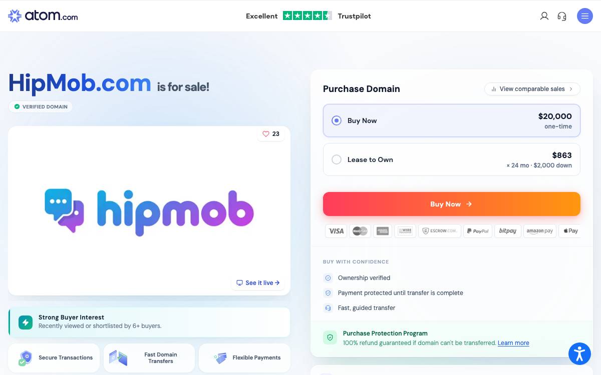 Hipmob website preview