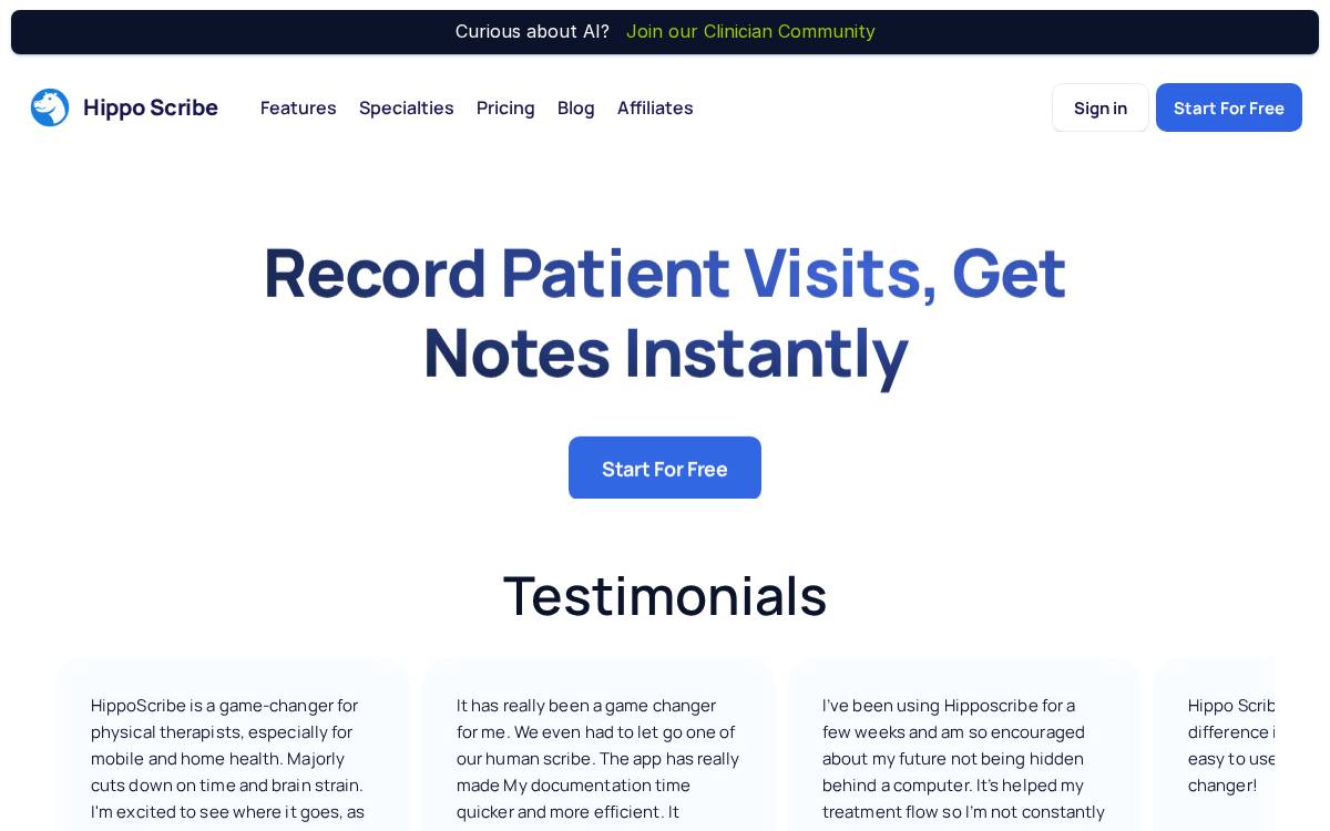 Hippo Scribe website preview