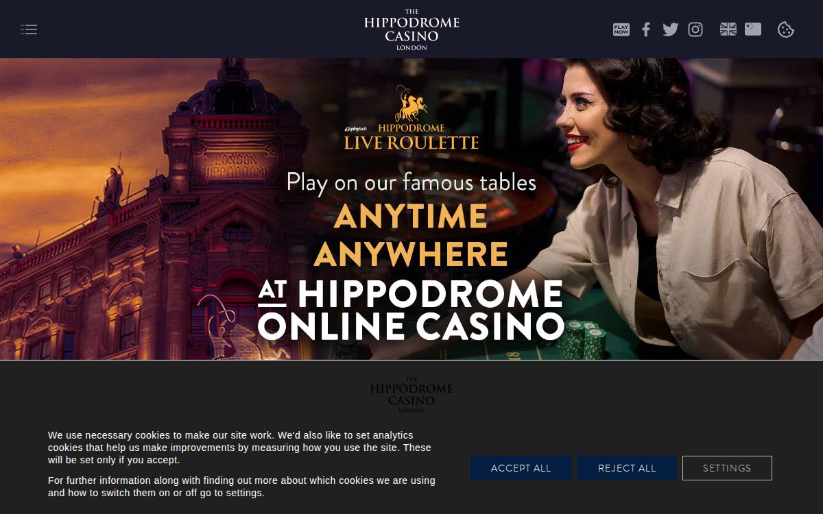 Hippodrome Casino website preview