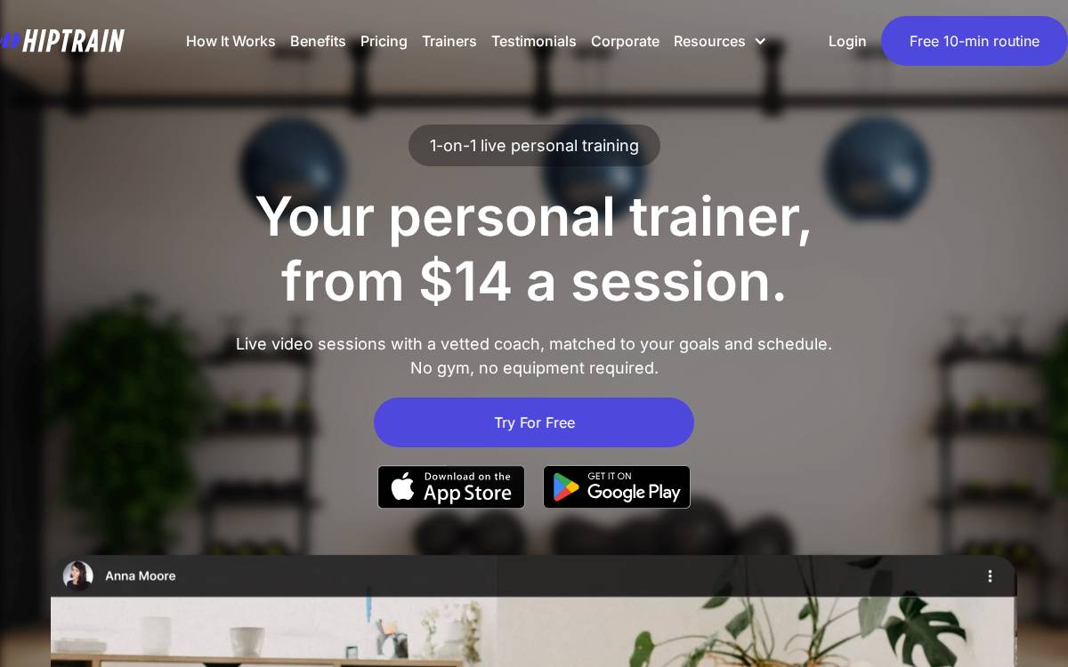 Hiptrain website preview