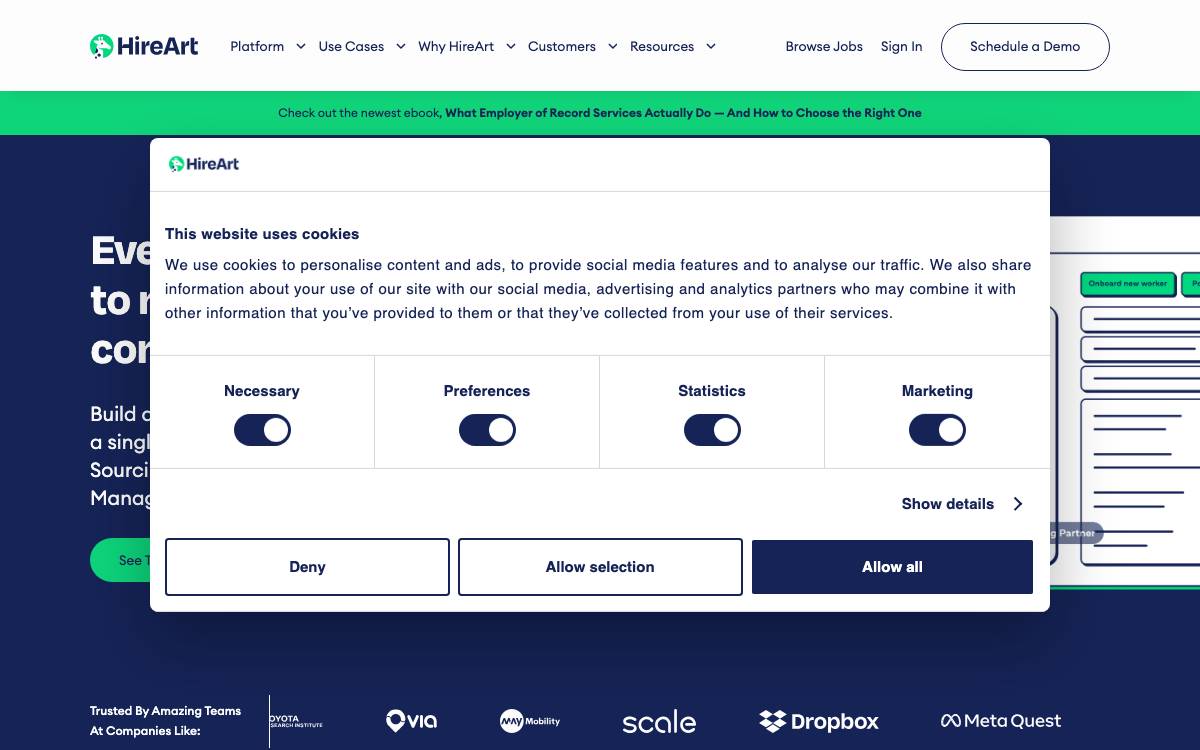 HireArt website preview
