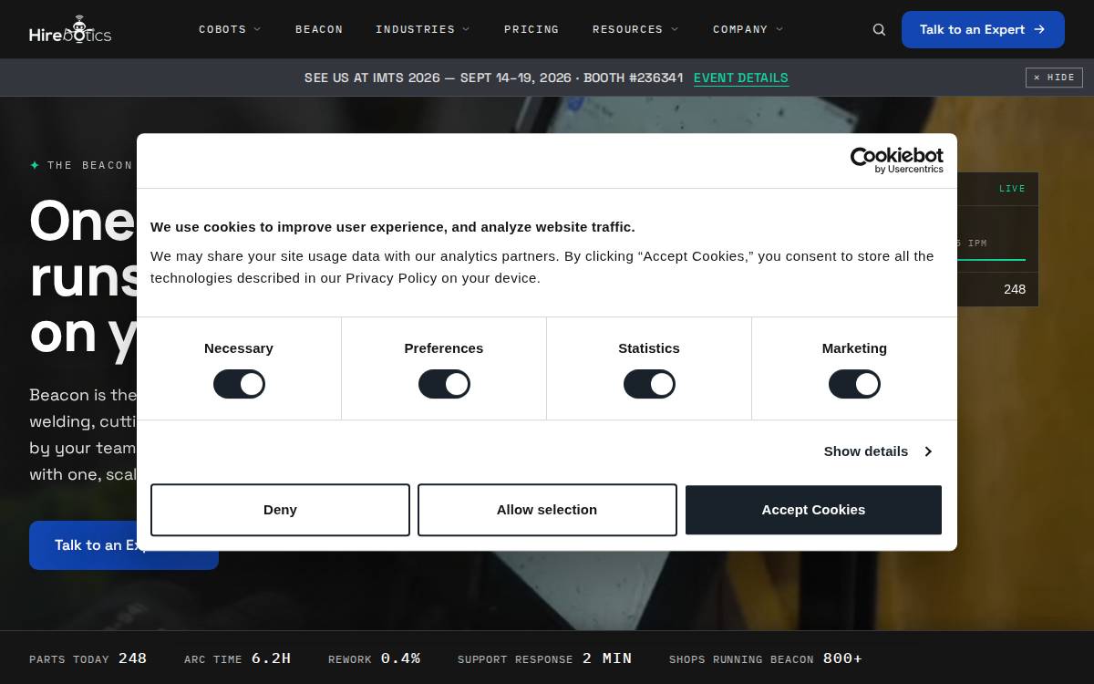 Hirebotics website preview
