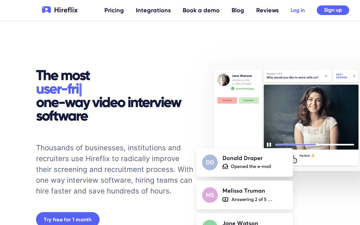Hireflix website preview