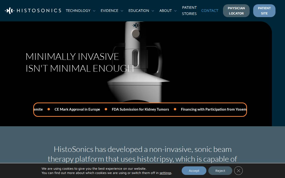 HistoSonics website preview