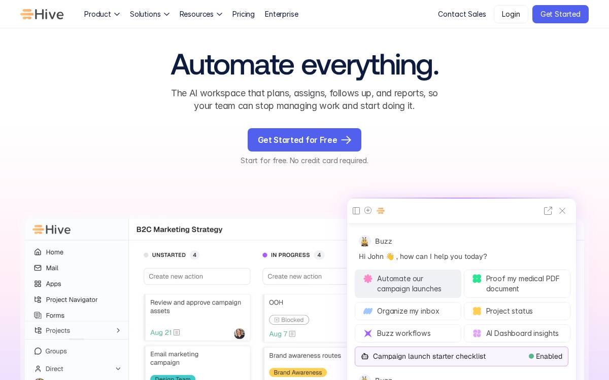 Hive website preview
