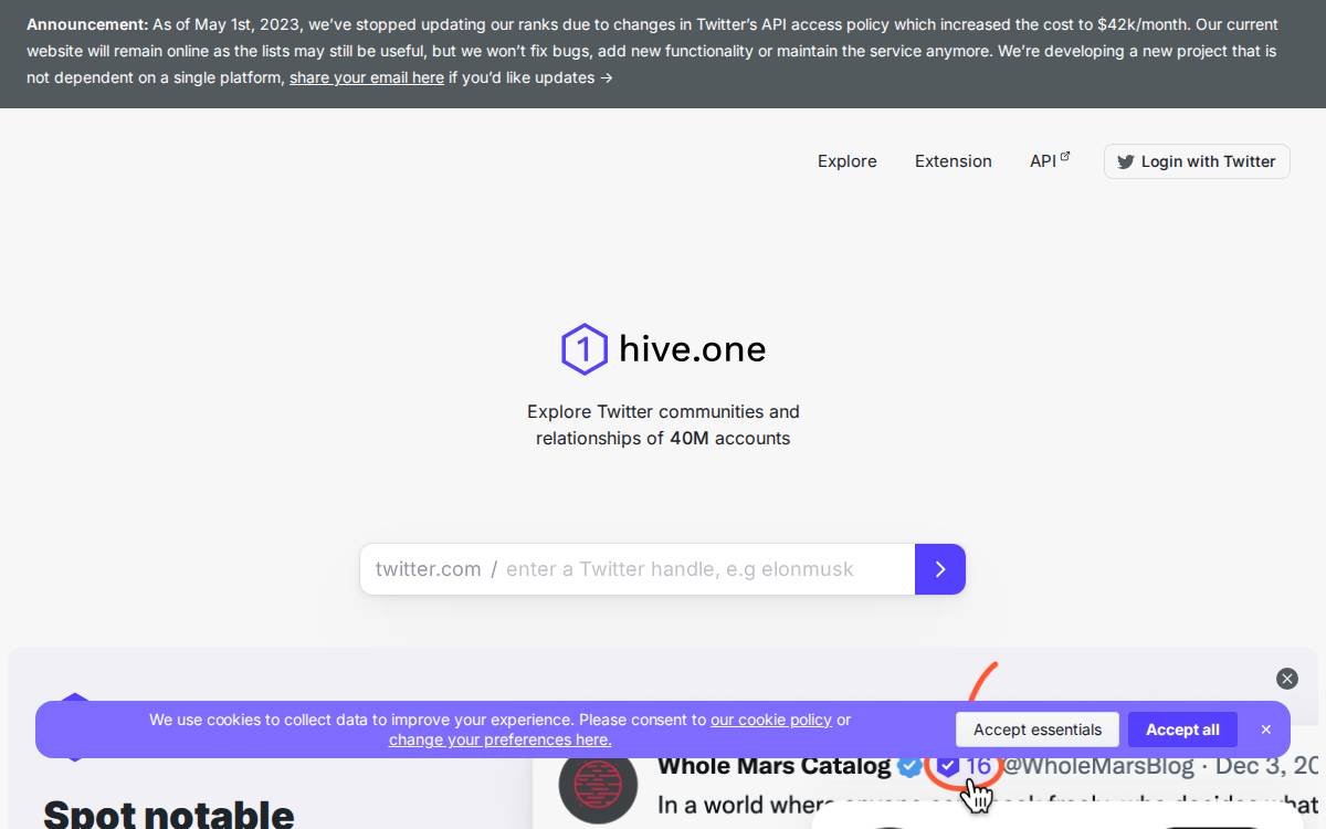 Hive website preview