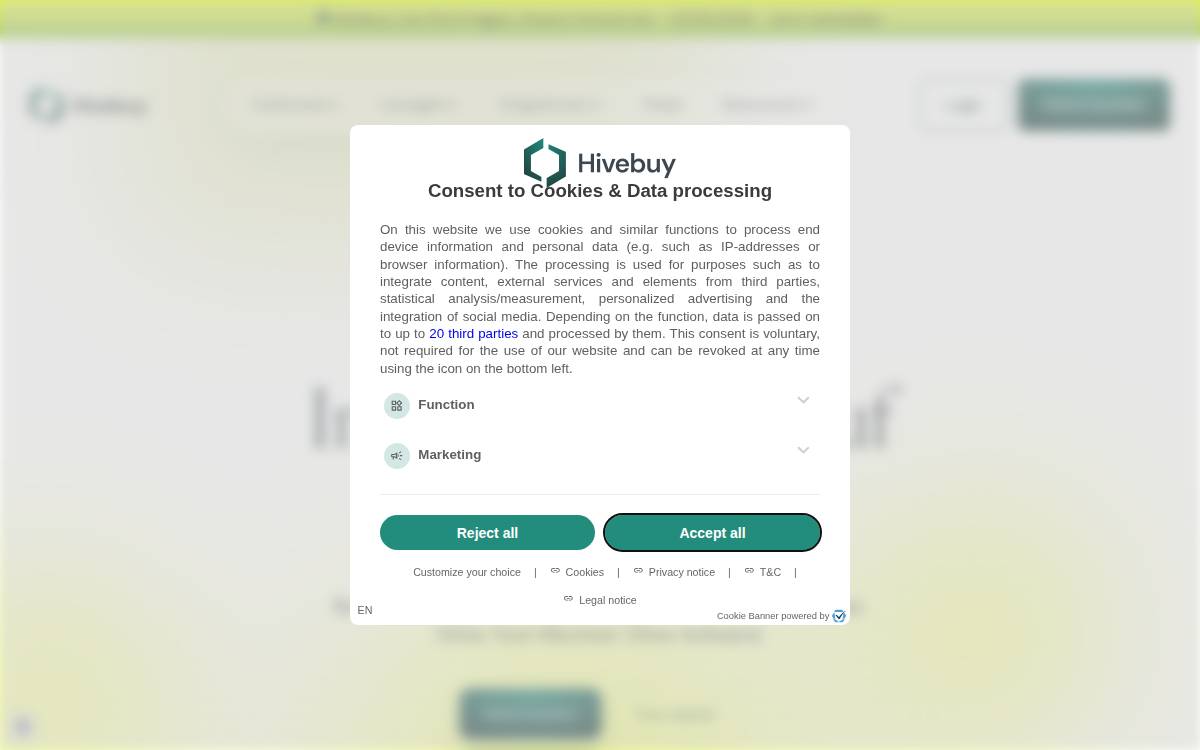 Hivebuy website preview