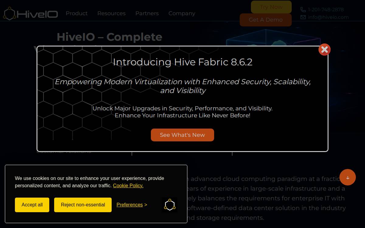 Hive Io website preview