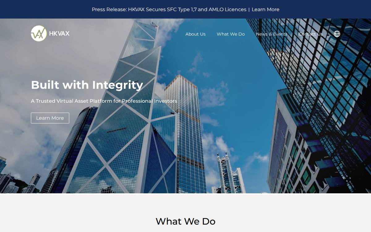 HKVAX website preview