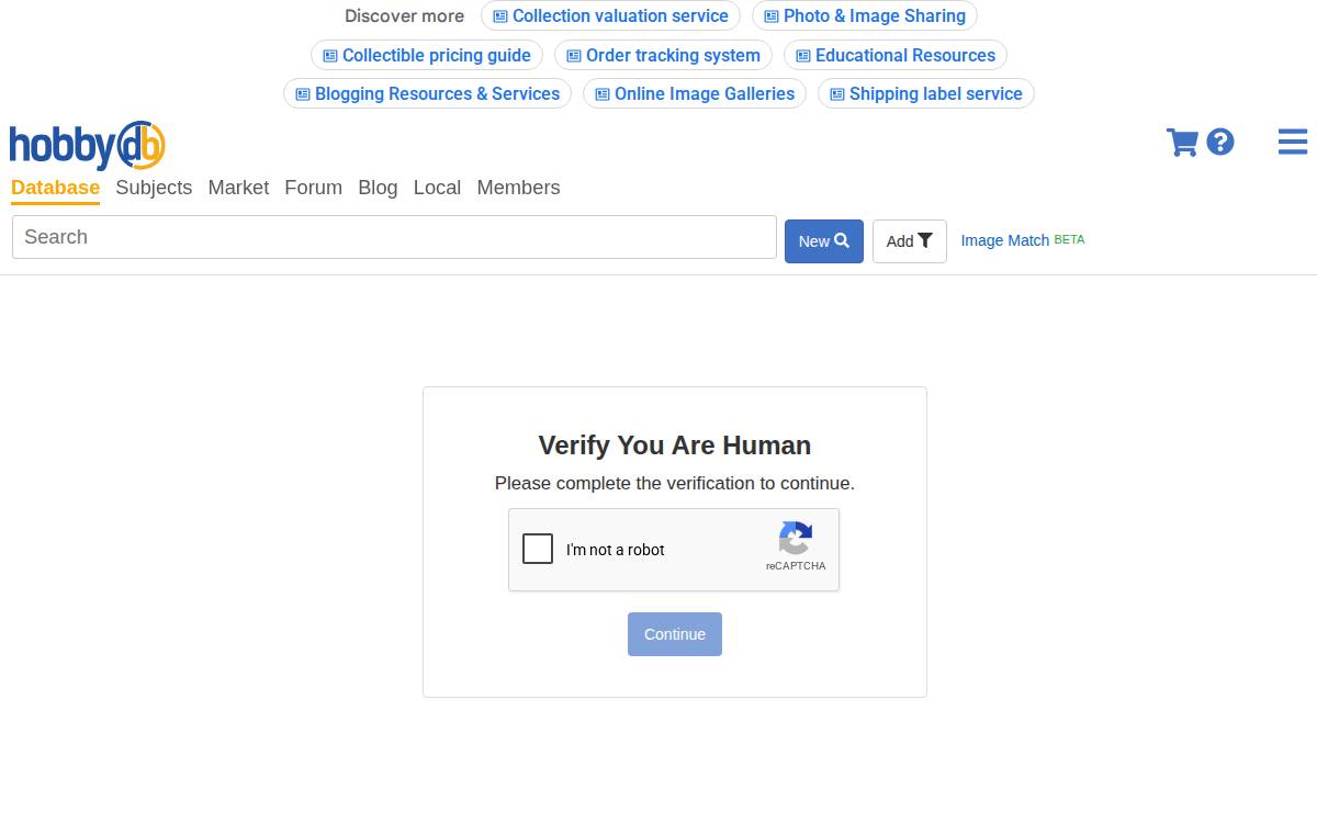 hobbyDB website preview