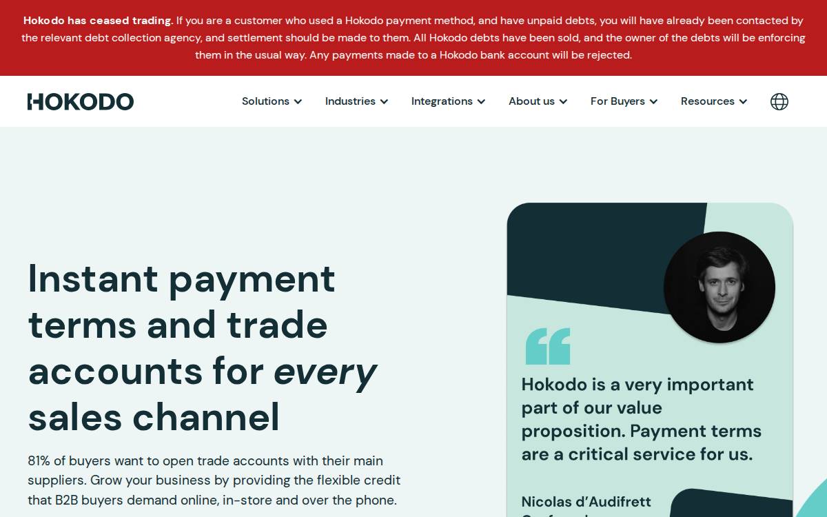 Hokodo website preview