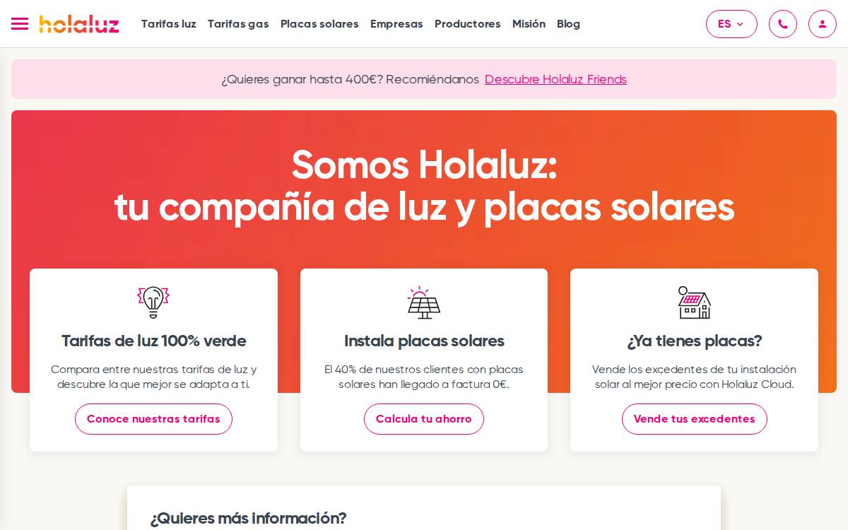 Holaluz website preview