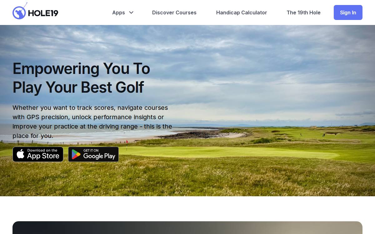 Hole19 website preview